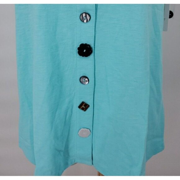 Soft Surroundings Med Danielle Turquoise Sleeveless Mismatch Button Tank NWT - Picture 6 of 14